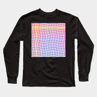 Wavy Plaid Rainbow on Pale Yellow Repeat 5748 Long Sleeve T-Shirt